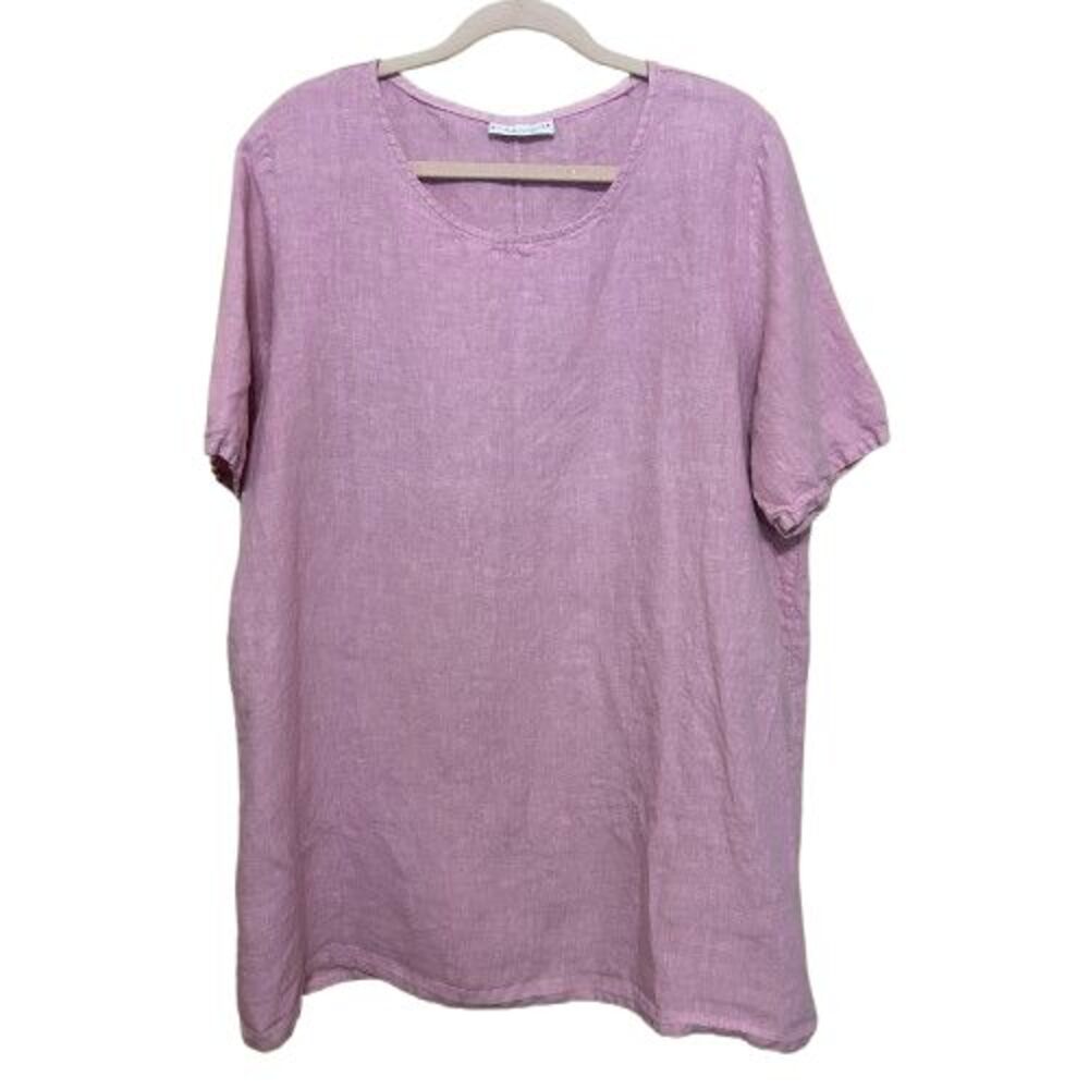 Bryn Walker 100% Linen Tunic Top Womens Medium Pink Coastal Beachy Lagenlook